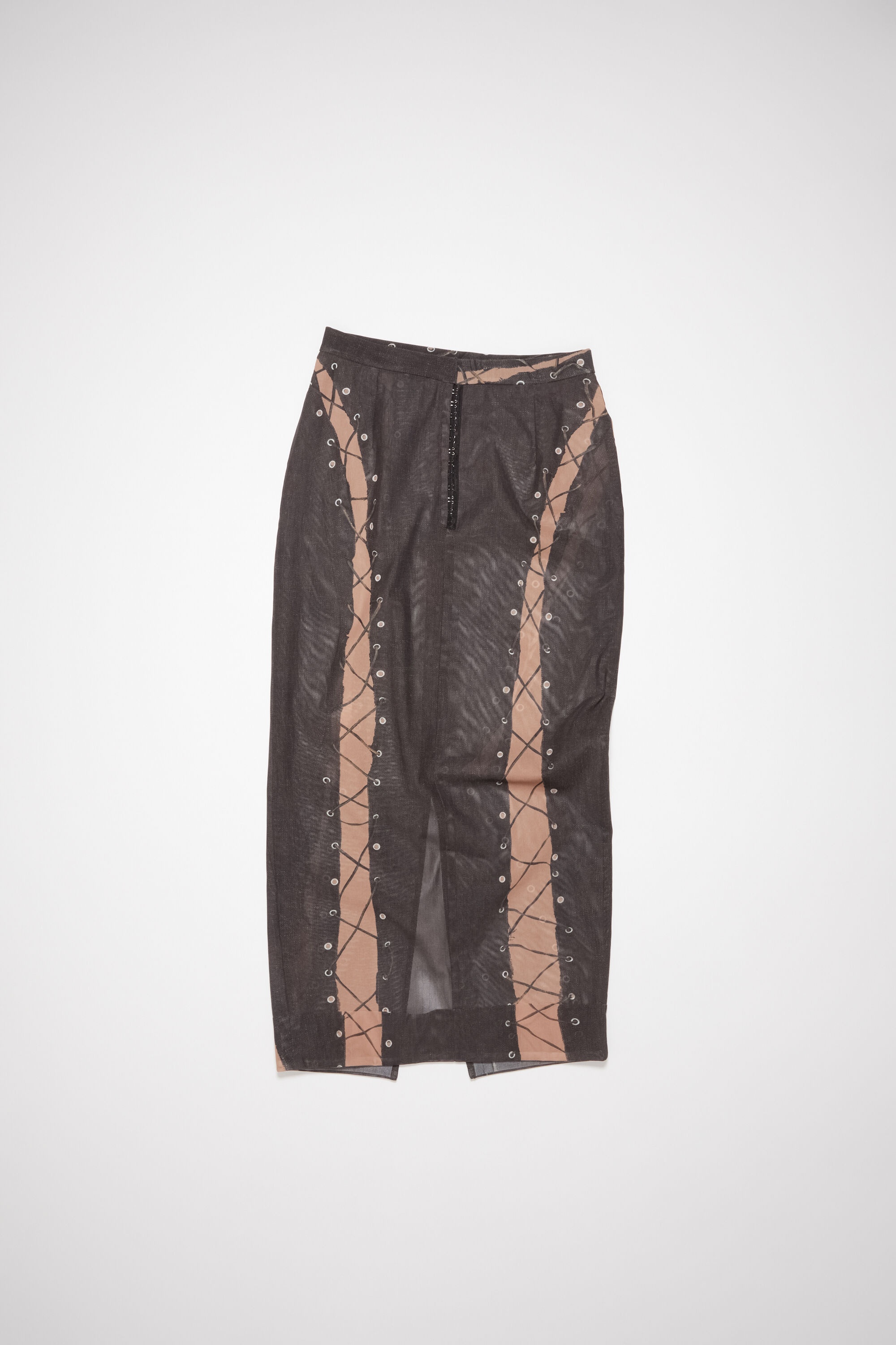 Trompe l'oeil skirt - Dark brown/beige - 5