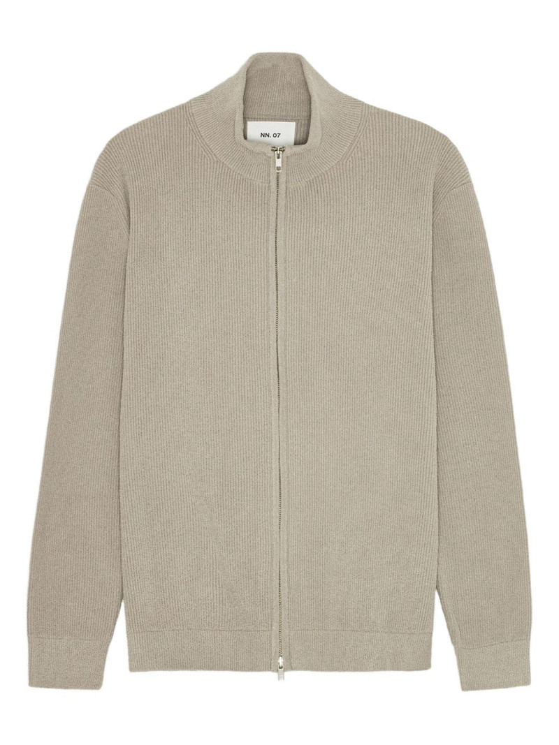 ribbed zip-up cardigan 1