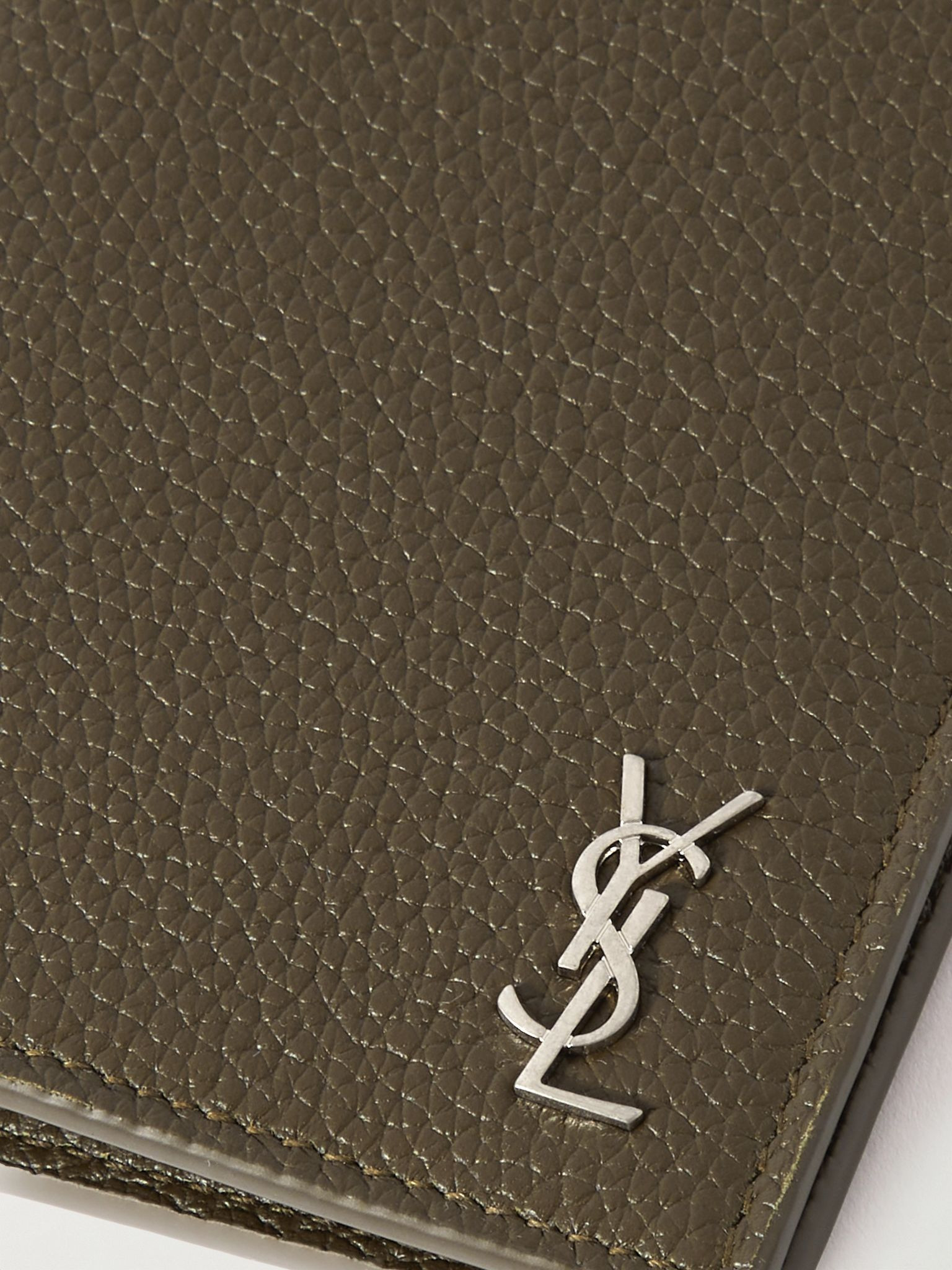 Logo-Appliquéd Full-Grain Leather Billfold Wallet Dark green - 3
