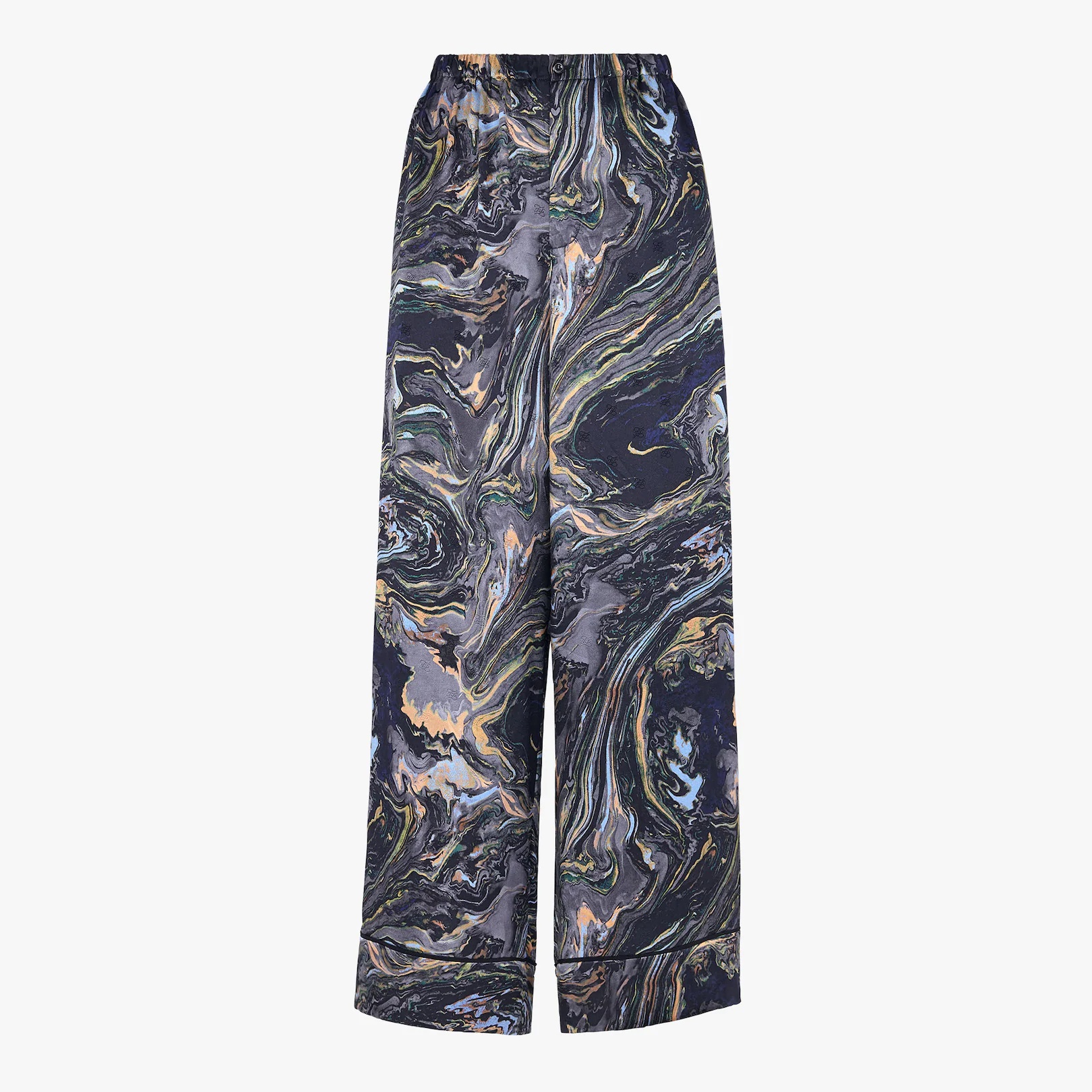 Blue satin crêpe pants - 1