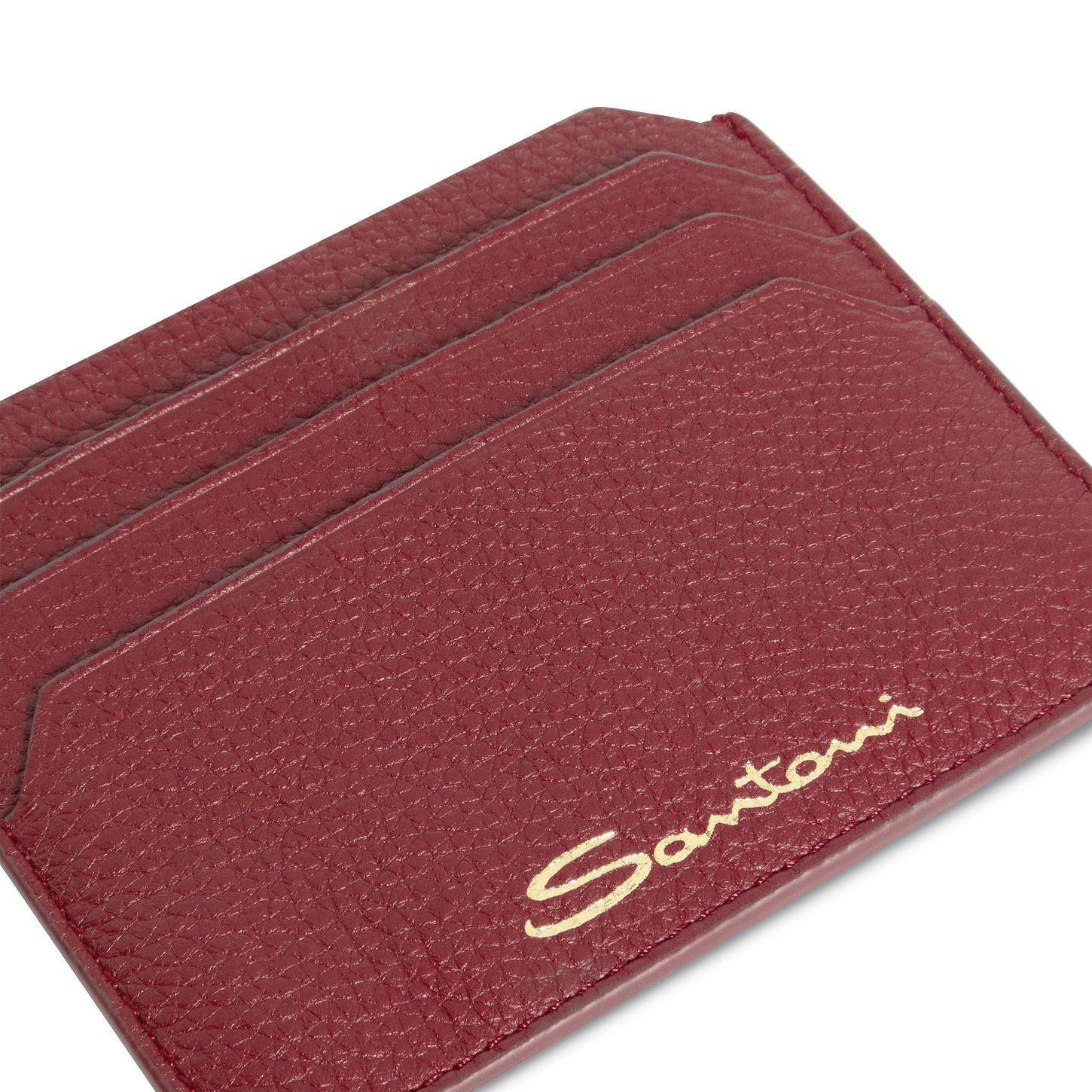 Red tumbled leather credit card holder - 4