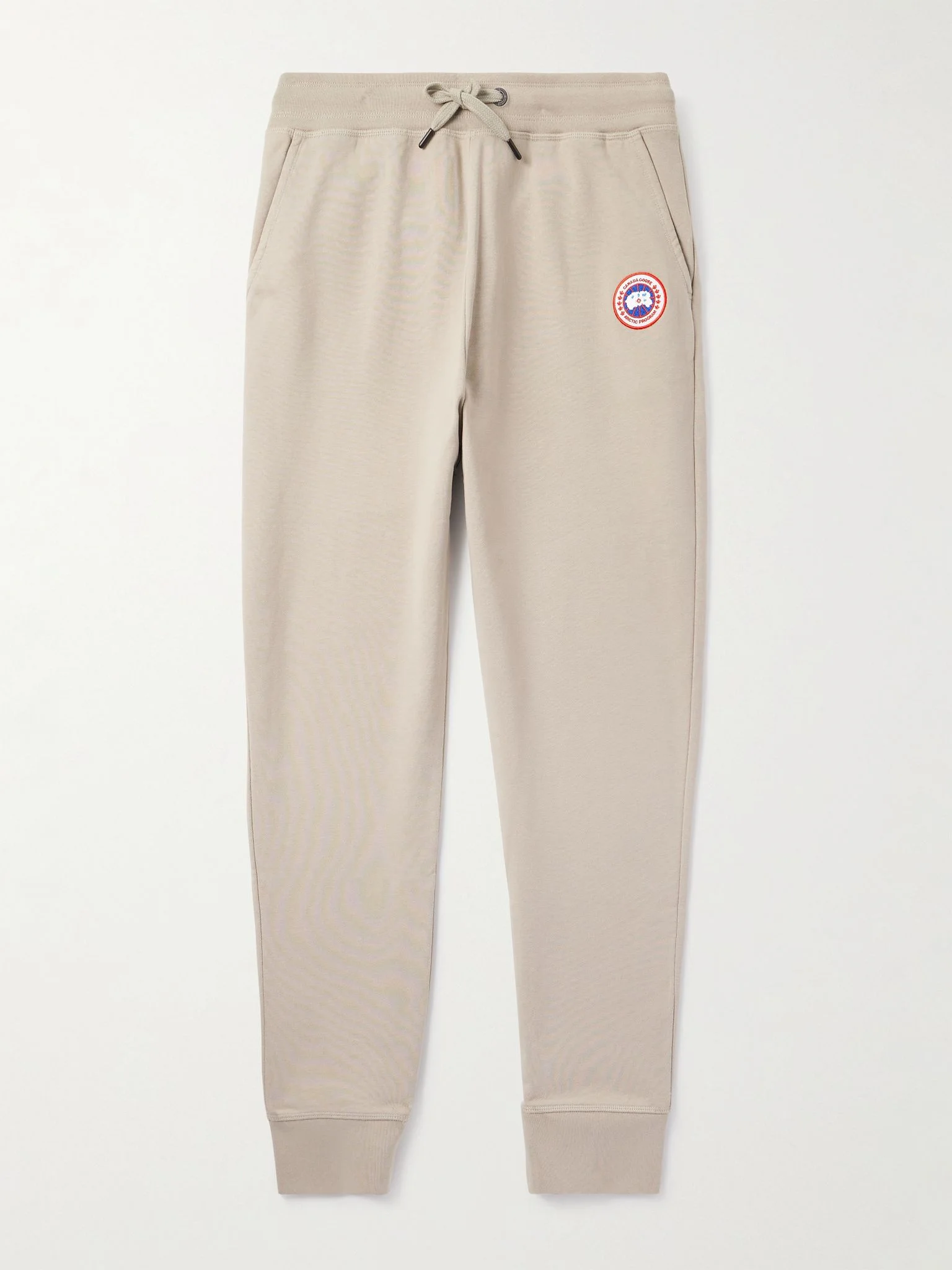 Huron Tapered Logo-Appliquéd Cotton-Jersey Sweatpants Beige - 1