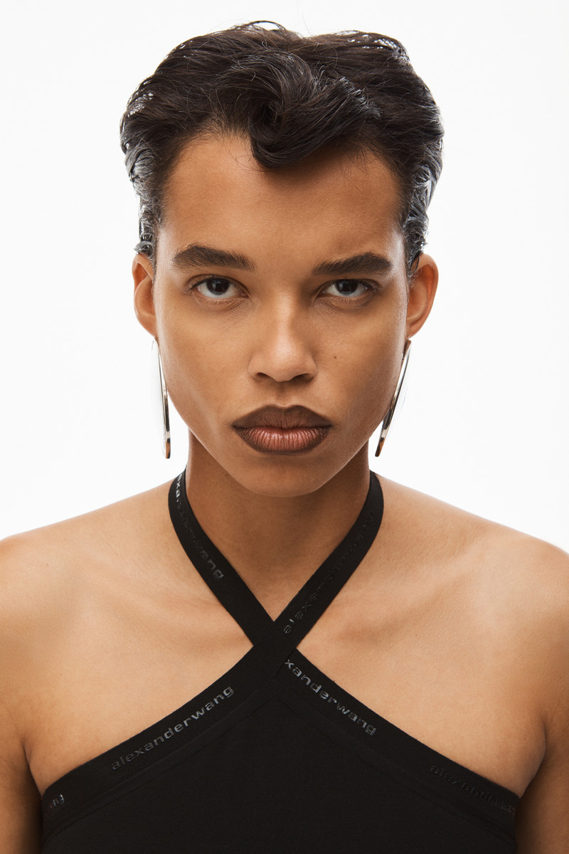 LOGO HALTER DRESS IN VISCOSE KNIT 4