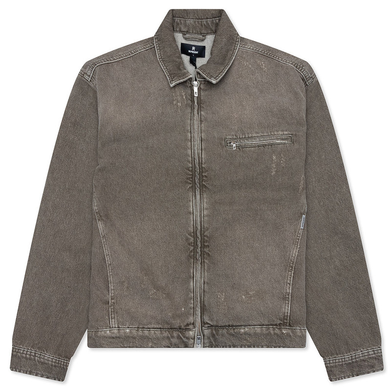 COLLARED DENIM JACKET - WASHED OLIVE 1