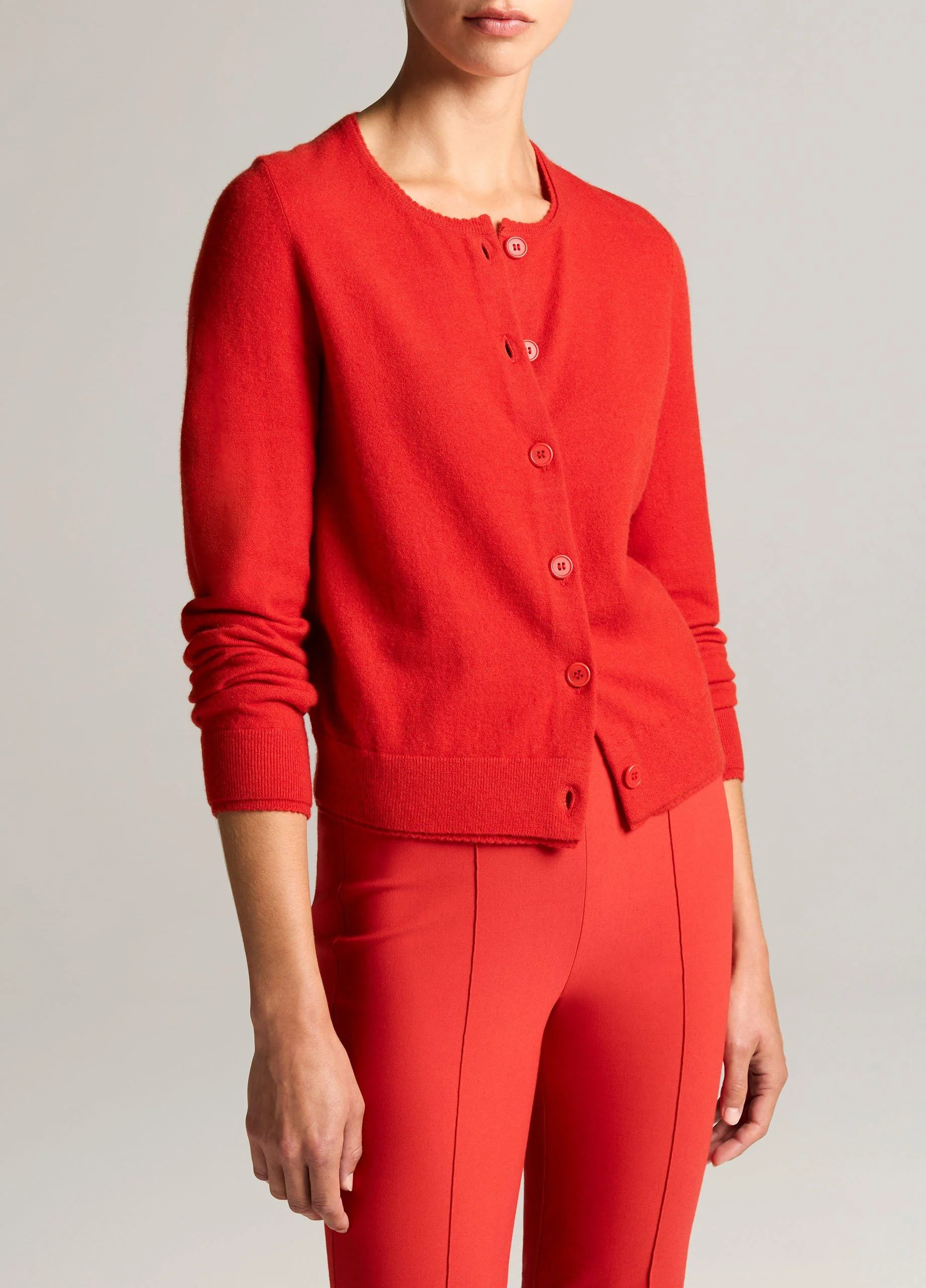 Scallop-Trim Wool & Cashmere-Blend Cardigan - 1