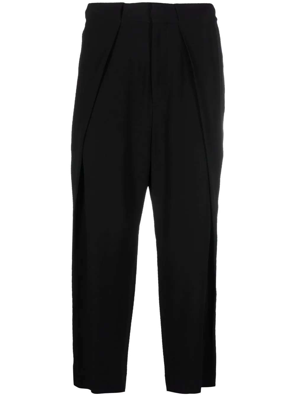 side folded crepe cropped trousers - 1