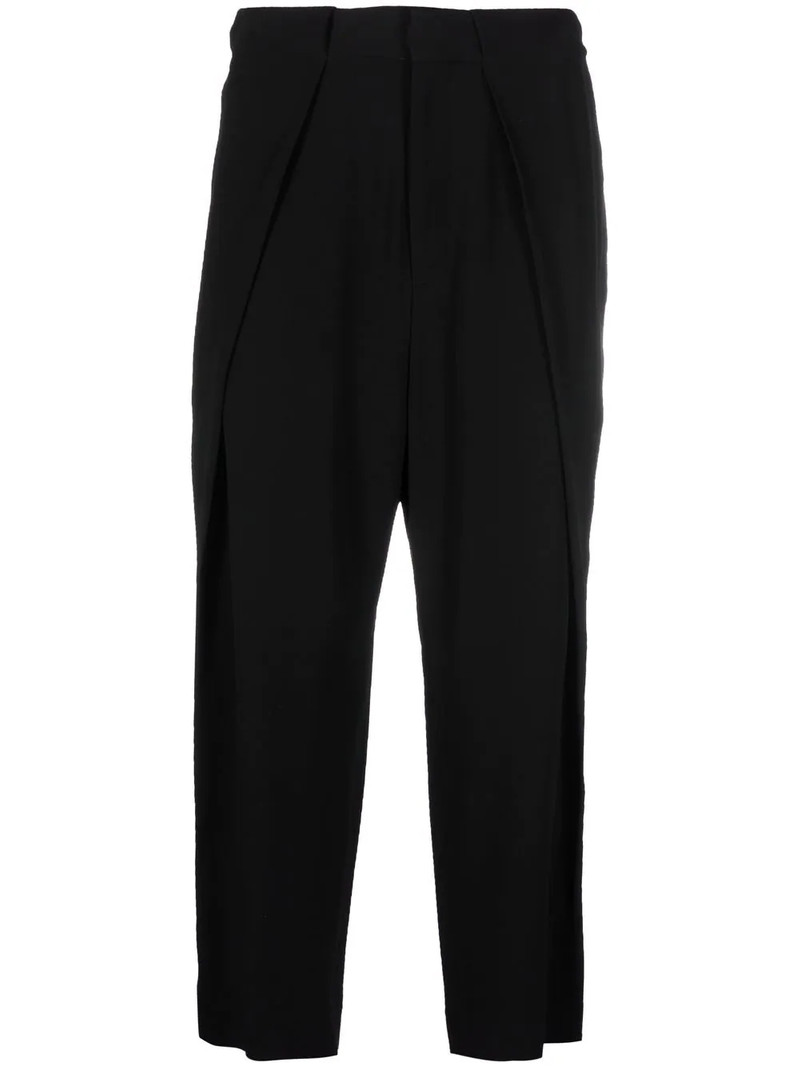 side folded crepe cropped trousers 1