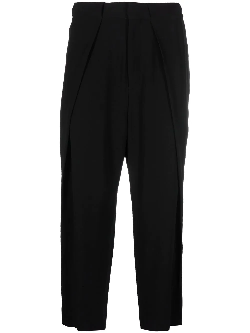 side folded crepe cropped trousers - 1