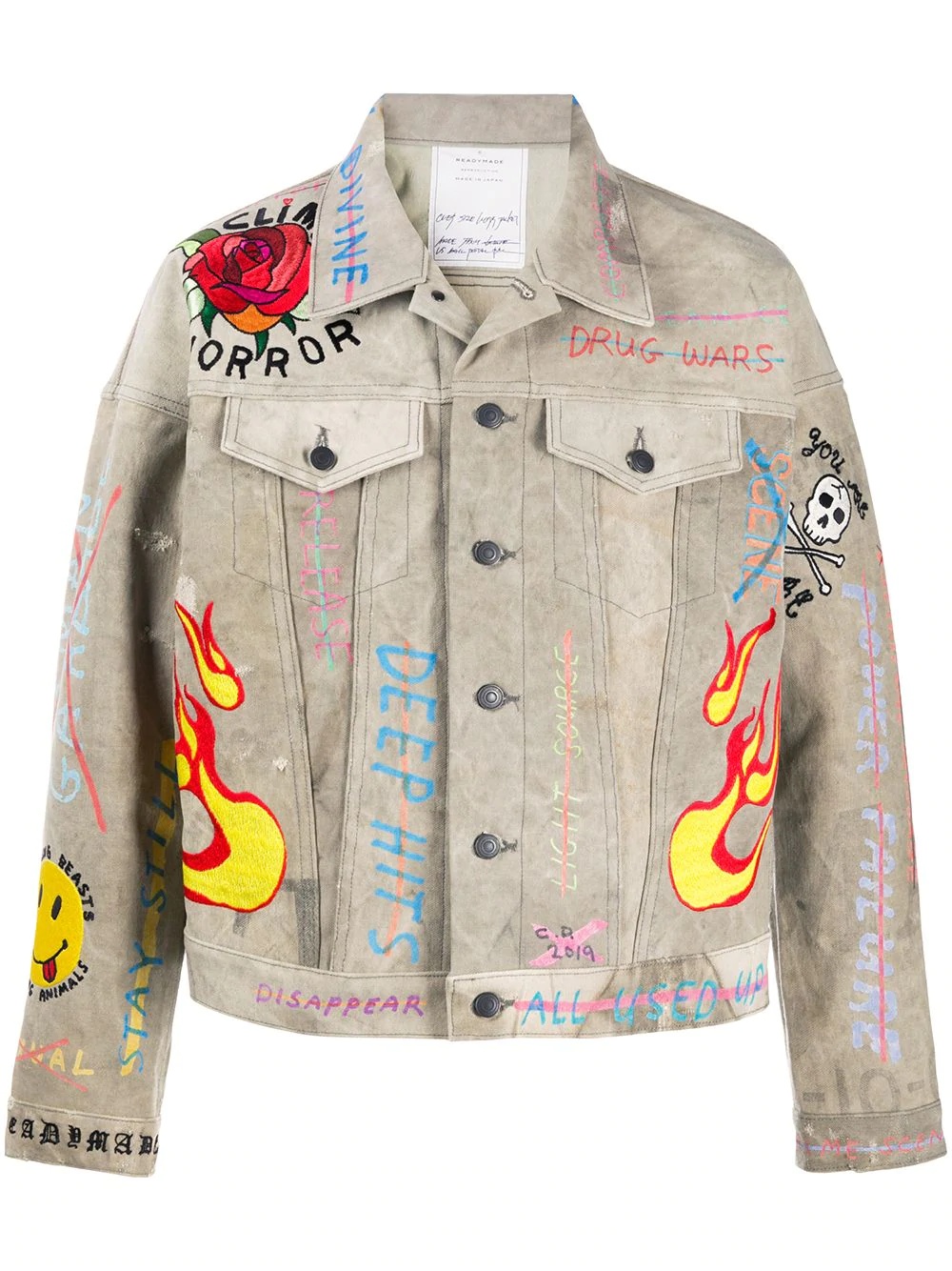 embroidered denim jacket - 1