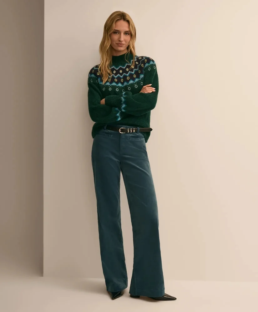Cotton Blend Corduroy Flare Pants - 1