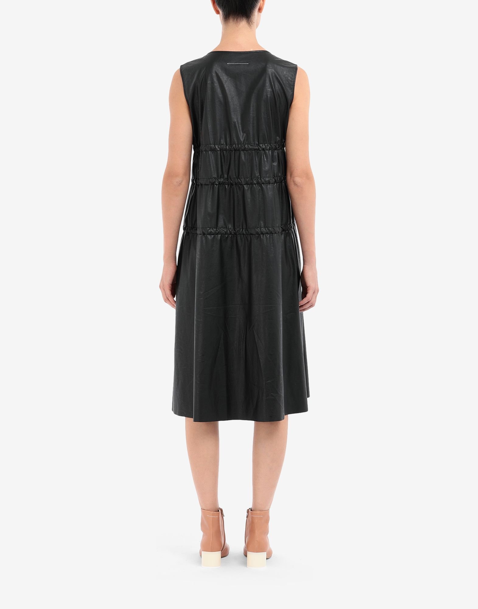 Drawstring pleather dress - 4