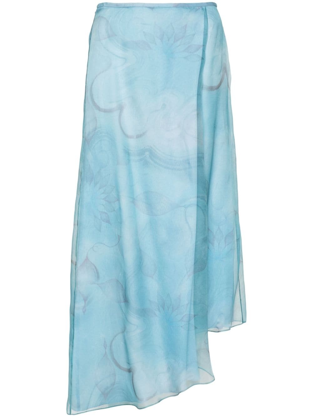 floral-print asymmetric skirt - 1