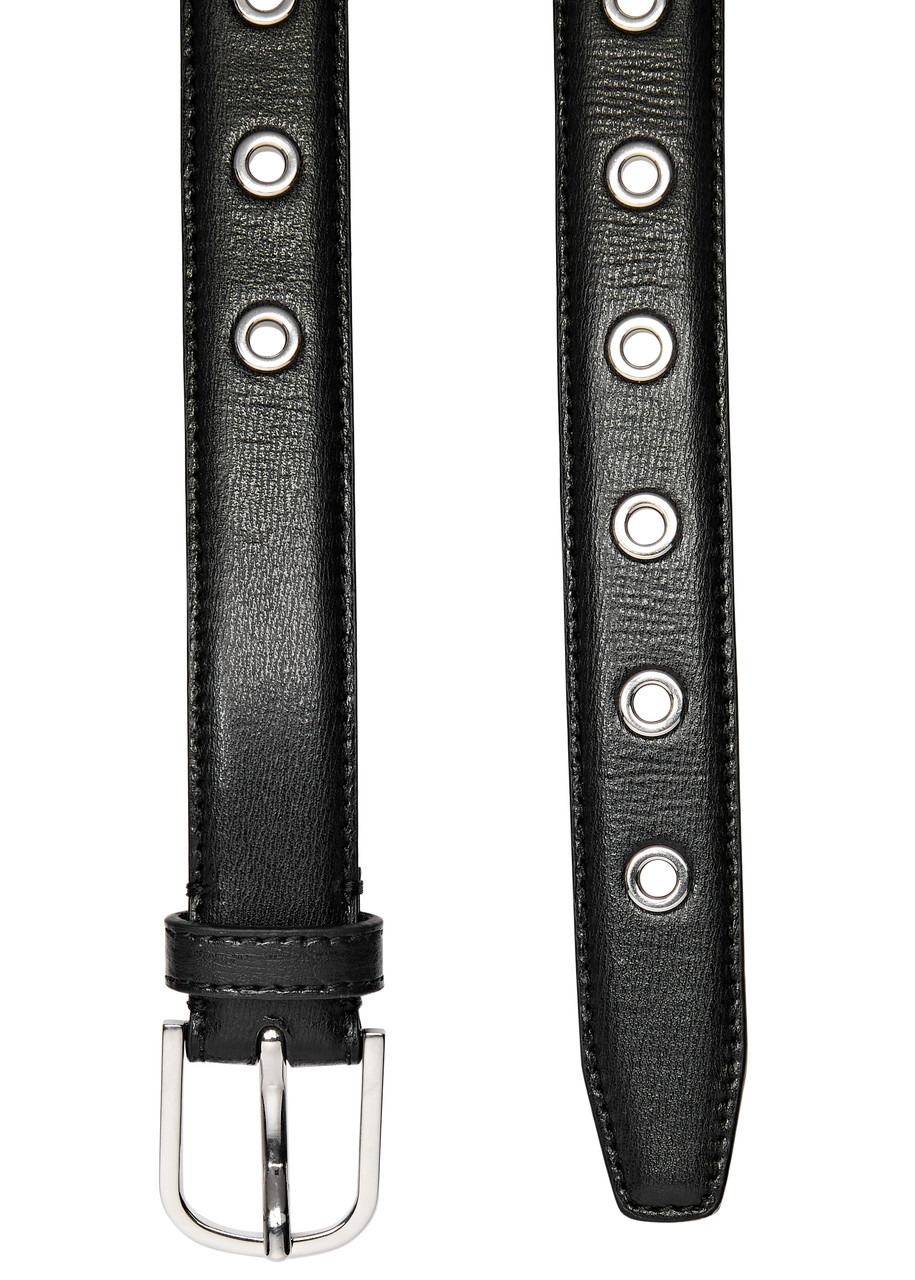 Eyelet-embellished leather belt - 3
