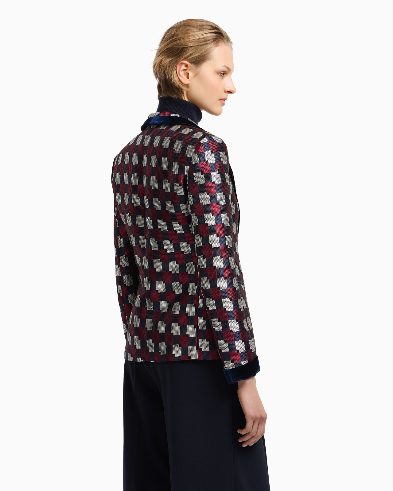 GEOMETRIC JACQUARD BLAZER WITH VELVET DETAILS - 3