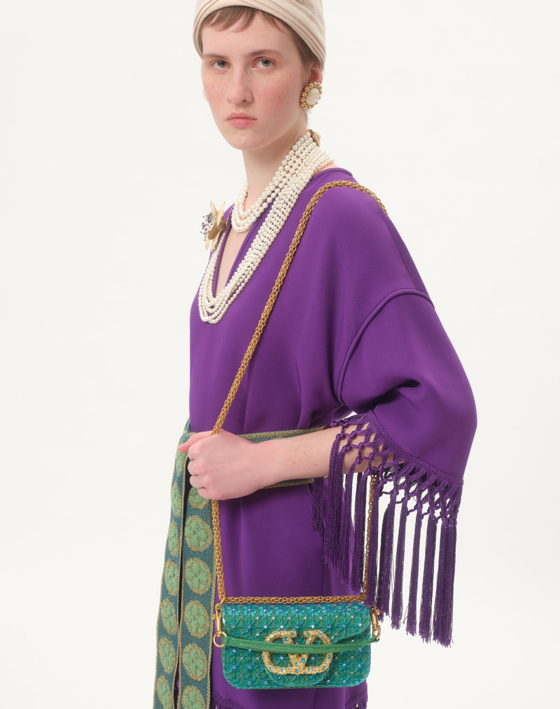 VALENTINO GARAVANI LOCÒ SMALL SHOULDER BAG EMBROIDERED WITH JEWEL LOGO 7