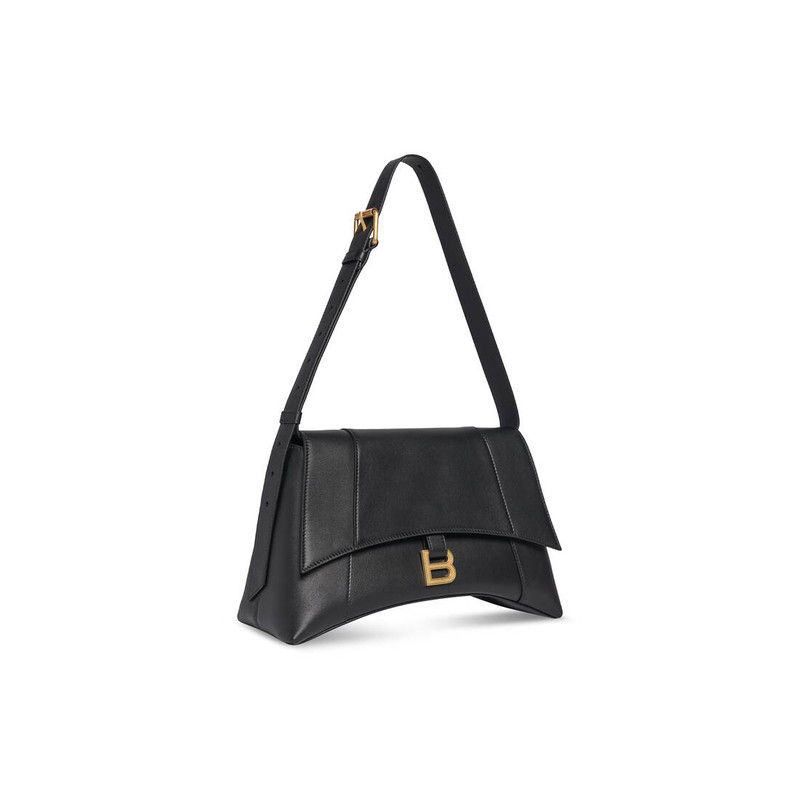 BALENCIAGA Women's Downtown Medium Shoulder Bag in Black outlook