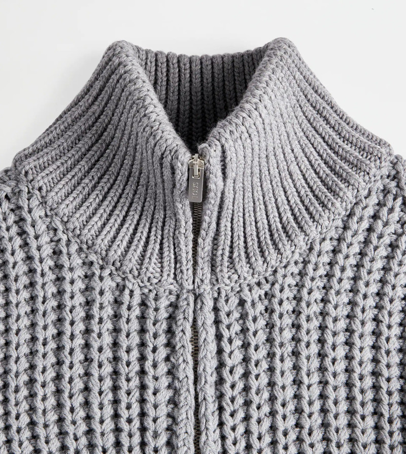 TOD'S ZIPPED CARDIGAN - GREY 9