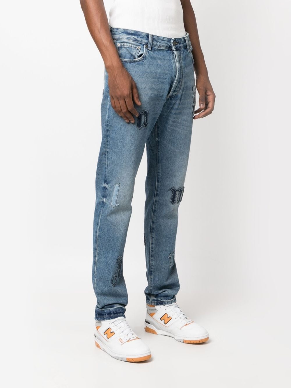 logo-patch straight jeans - 3