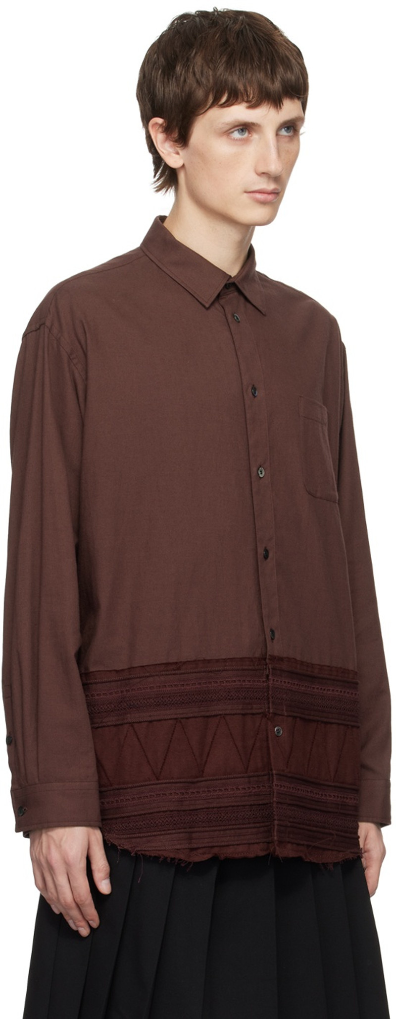 UNDERCOVER Burgundy Frayed Shirt outlook