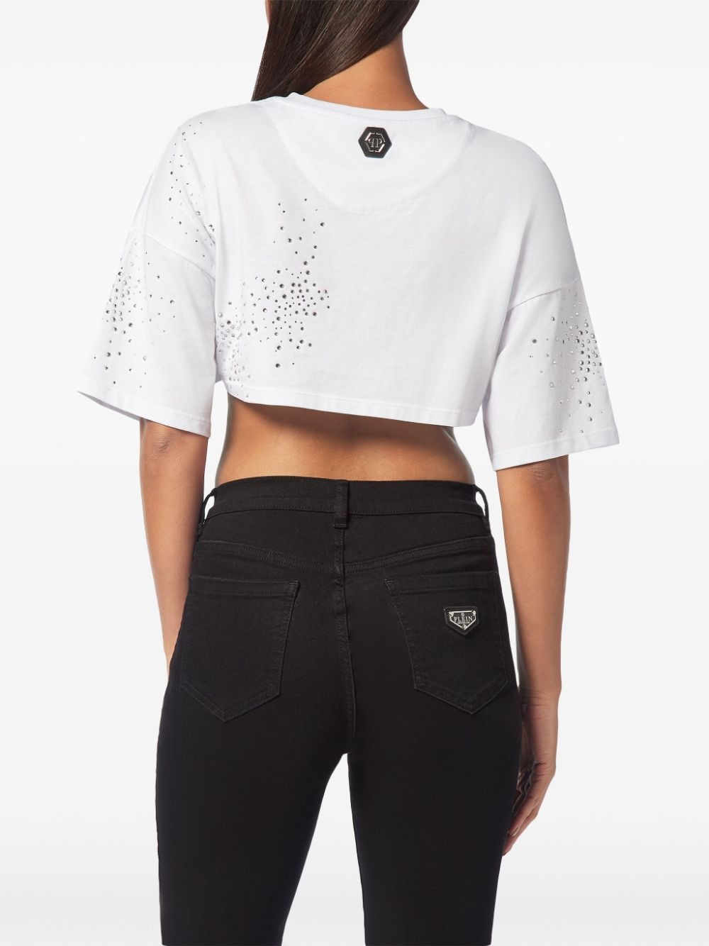 crystal-embellished cropped T-shirt - 4