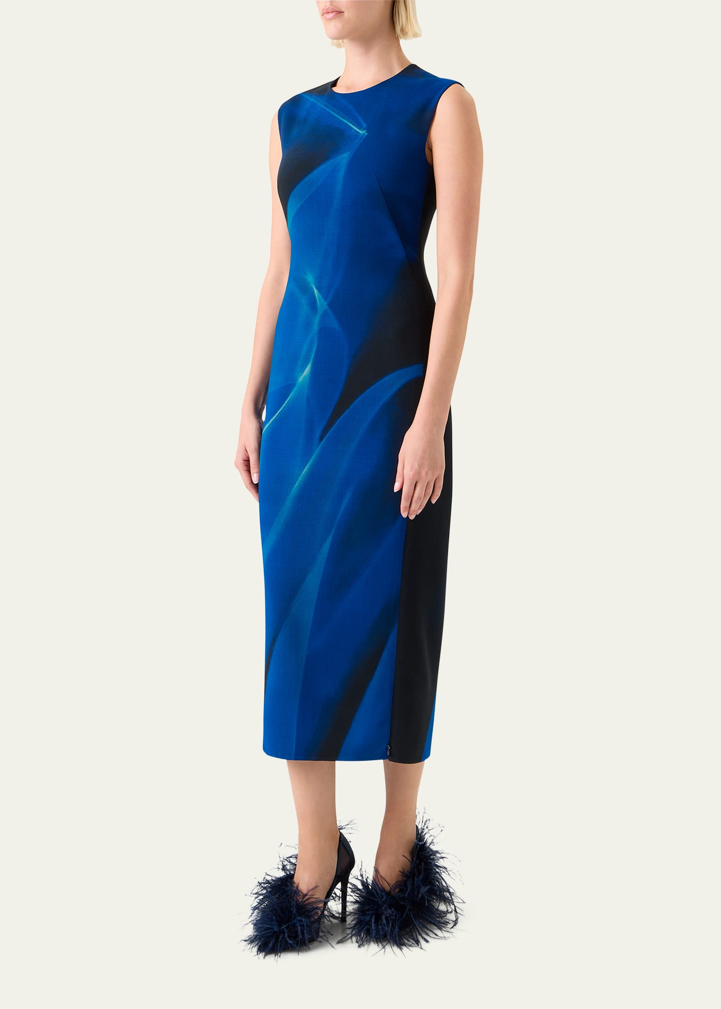 Printed Double-Face Wool Midi Dress - 4