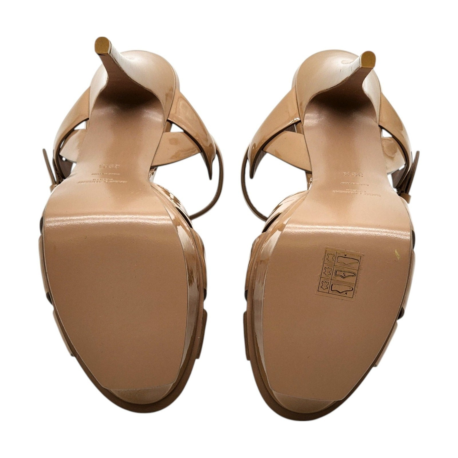 Saint Laurent Tribute Platform Leather Sandals Pumps Tan Brown - 15