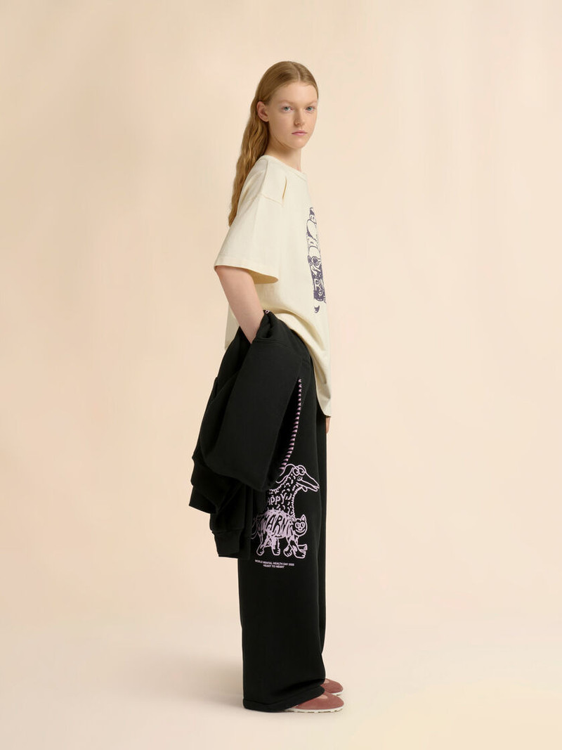 MARNI + MADHAPPY BLACK COTTON SWEATPANTS WITH ANIMAL PRINT 6