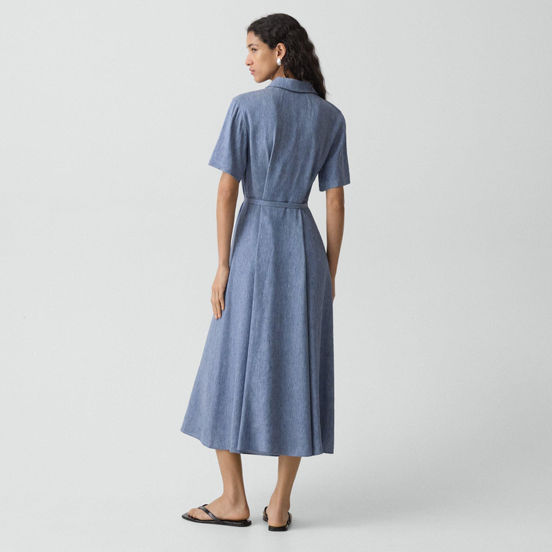 Theory Belted Shirt Dress in Fluid Linen outlook