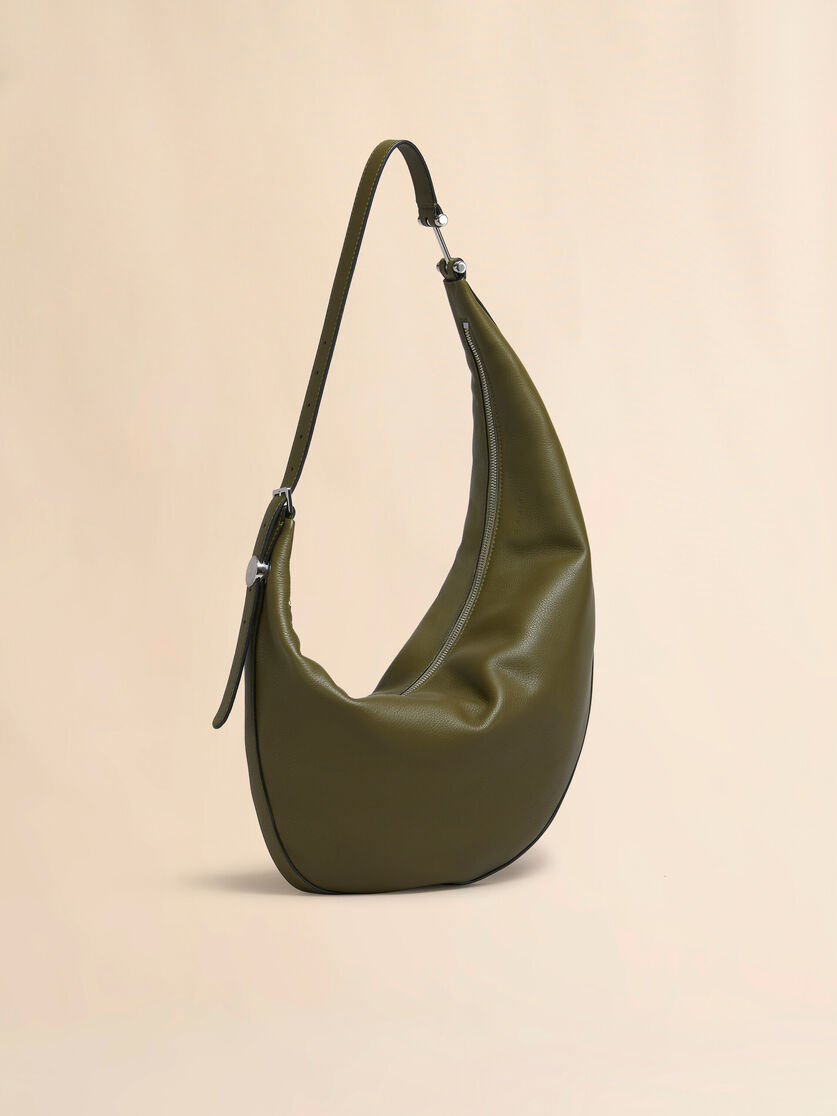 DEEP GREEN LEATHER DOT SMALL HOBO BAG - 6