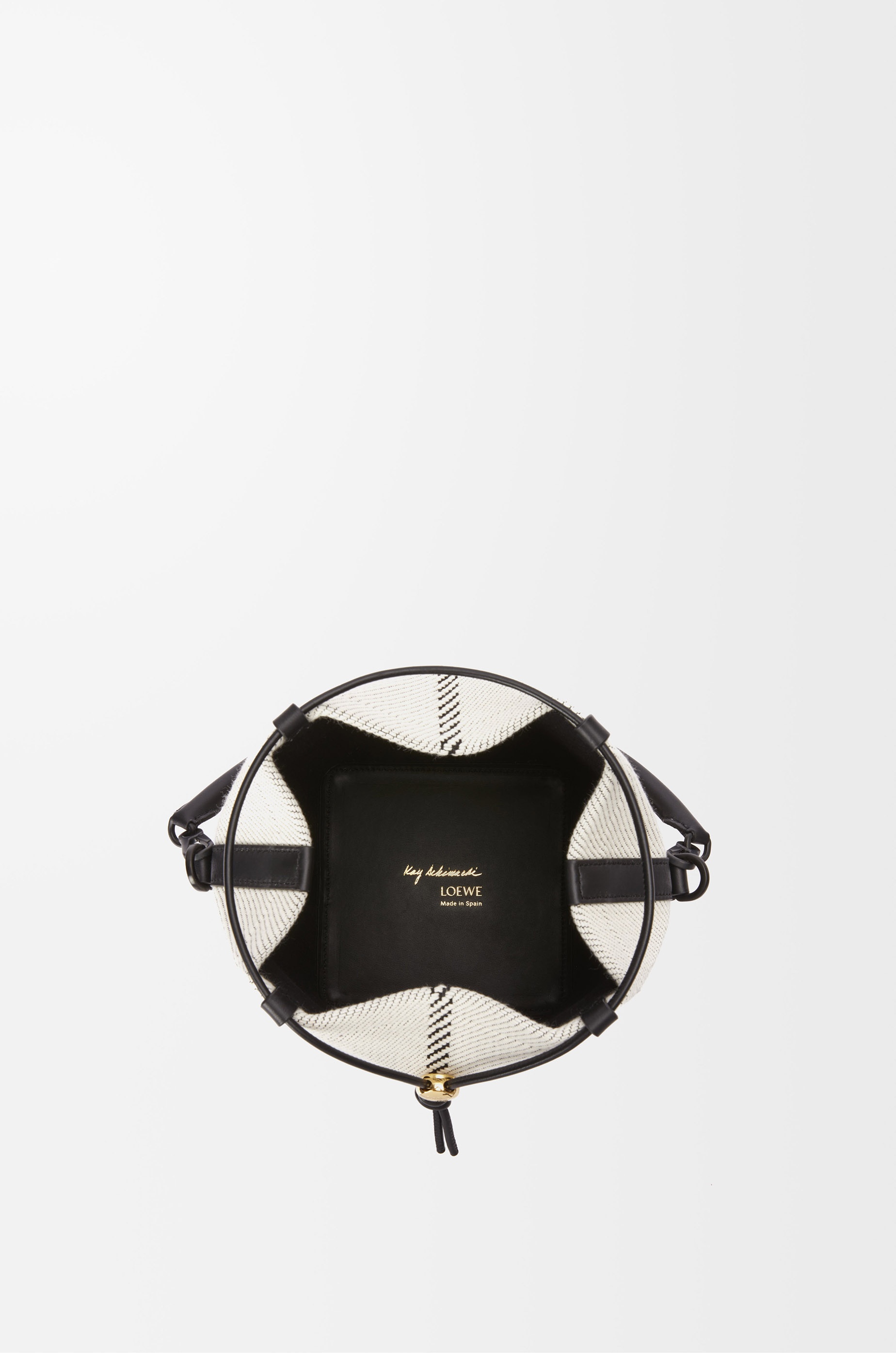 Treasure Bako bucket in canvas jacquard and calfskin - 5