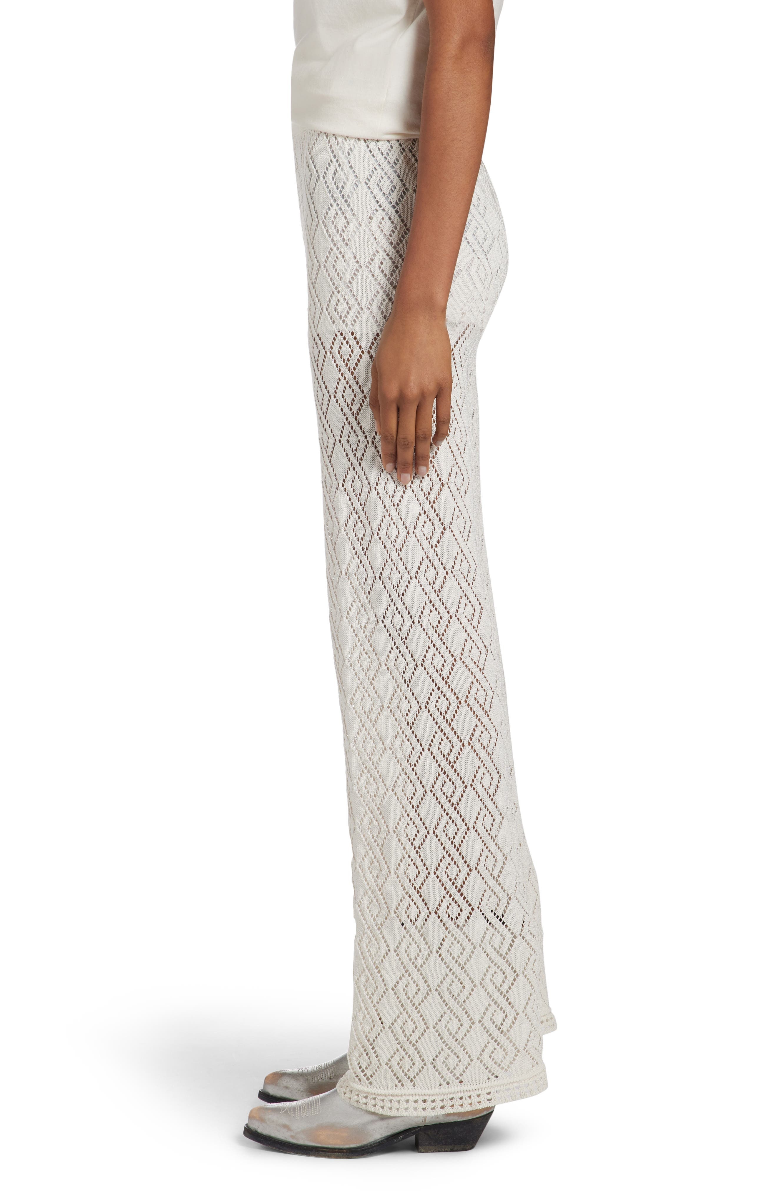 Open Stitch Wide Leg Pants - 4