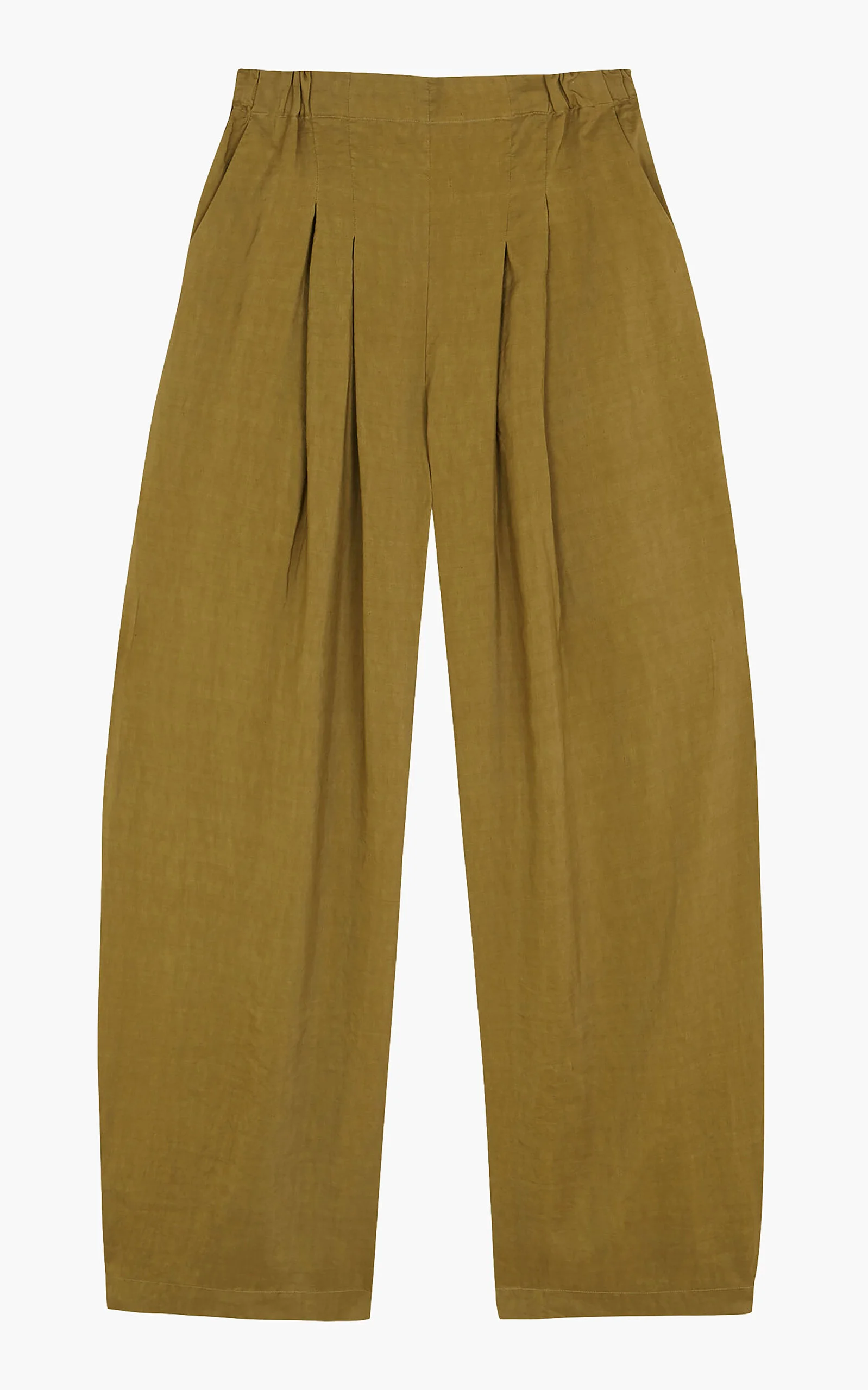 Elena Pleated High-Rise Wide-Leg Pants olive - 1