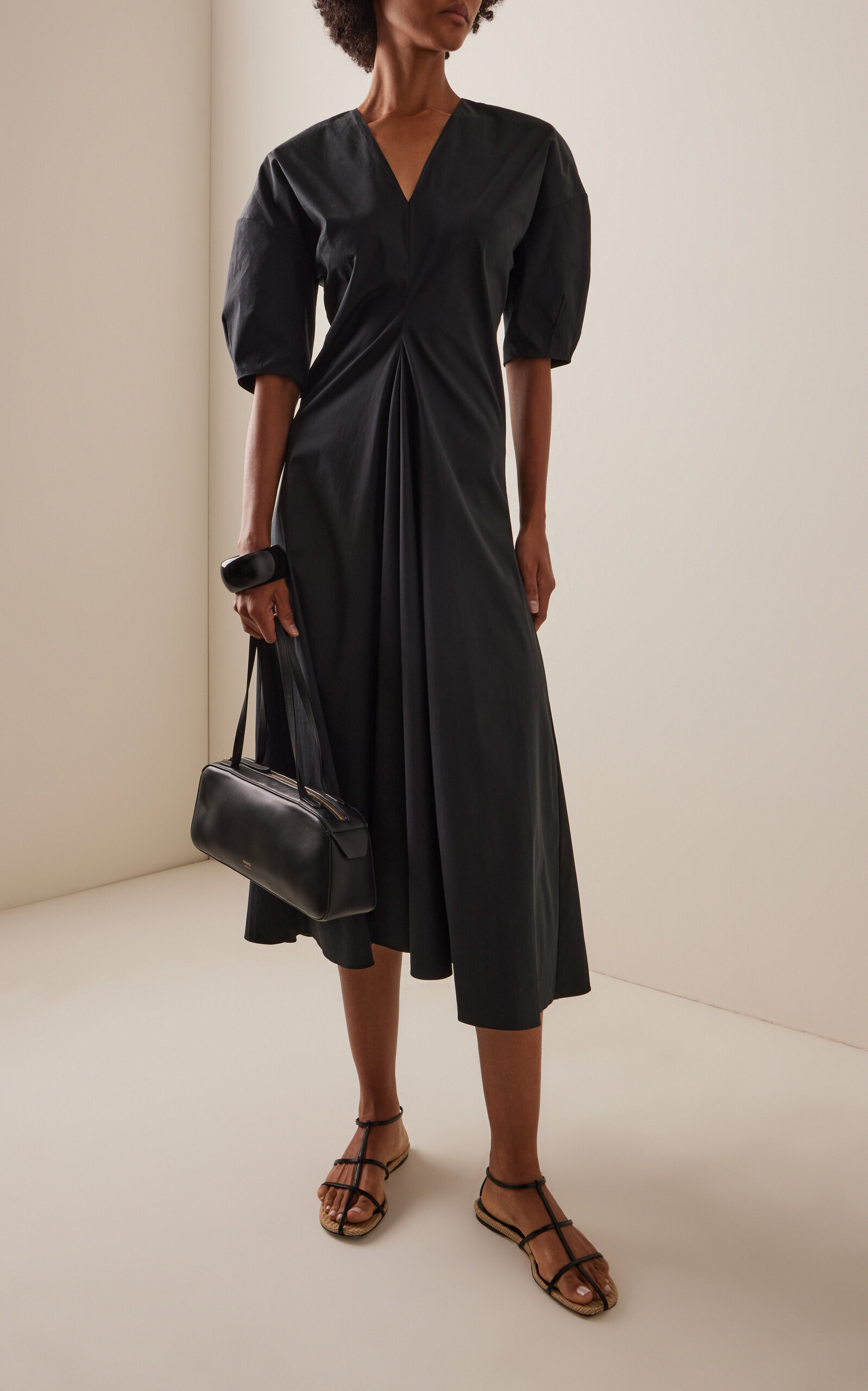Stretch-Cotton Poplin Dress black - 2