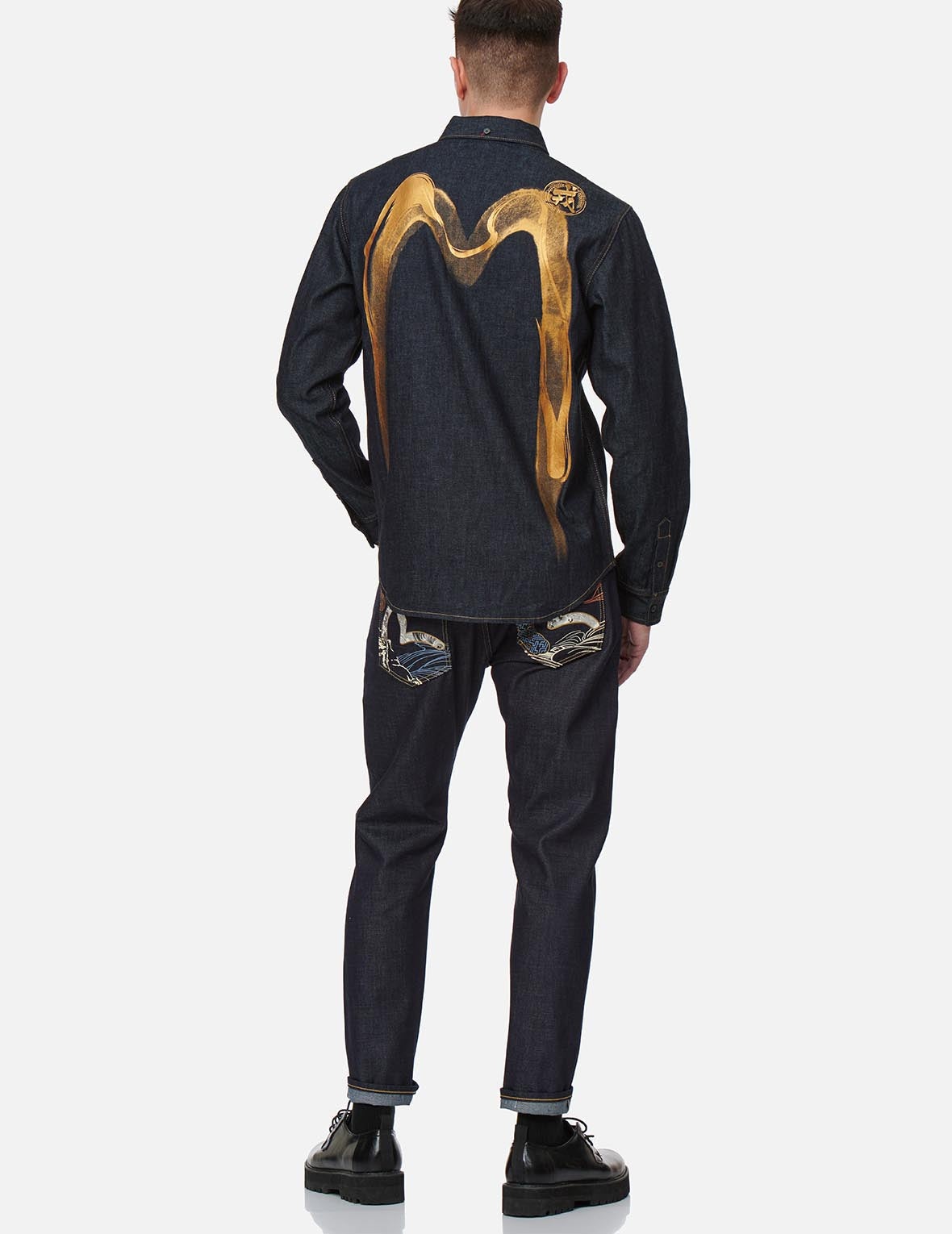 Calligraphy Daicock Foil-print Denim Shirt - 5