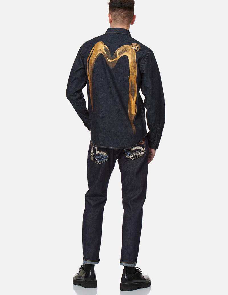 Calligraphy Daicock Foil-print Denim Shirt 5