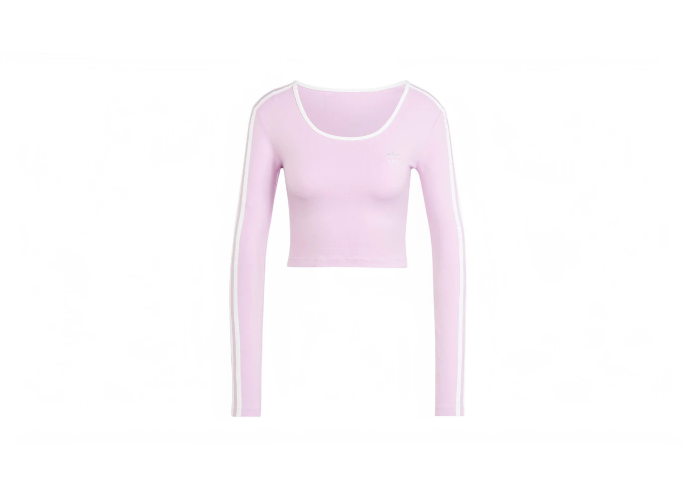 adidas Women's Adicolor 3-Stripes Long Sleeve Crop Long-Sleeve Top Light Orchid - 1