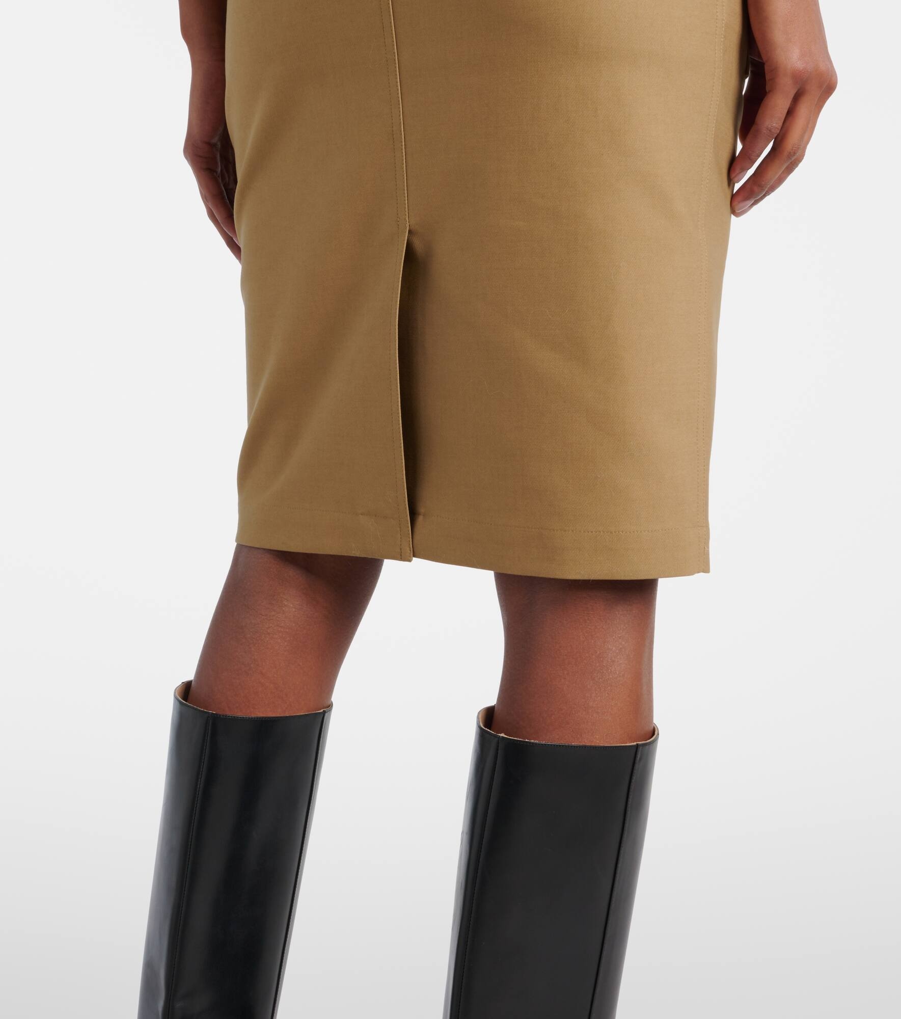 Cotton-blend tricotine midi skirt - 5