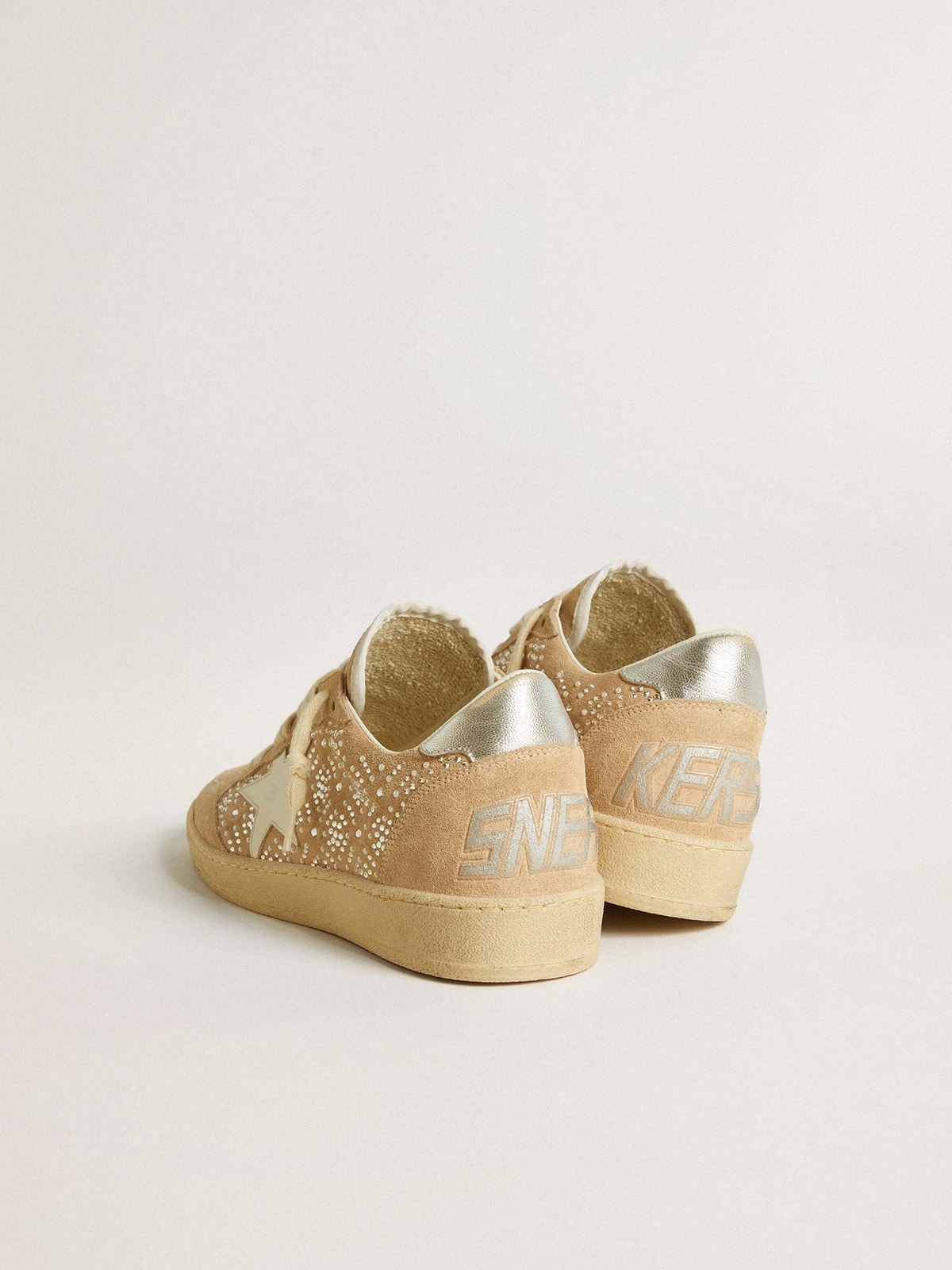 Ball Star in suede and Swarovski crystals with leather star and metallic heel tab - 4