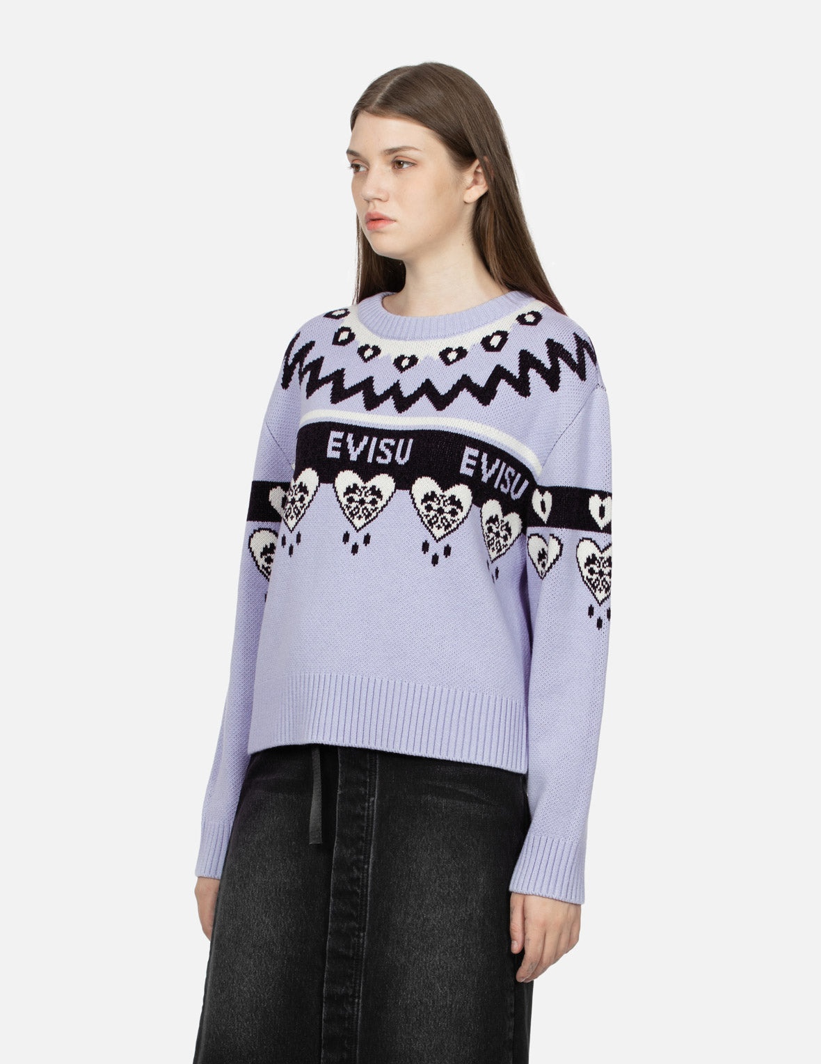KAMON HEART JACQUARD LOOSE FIT SWEATER - 7