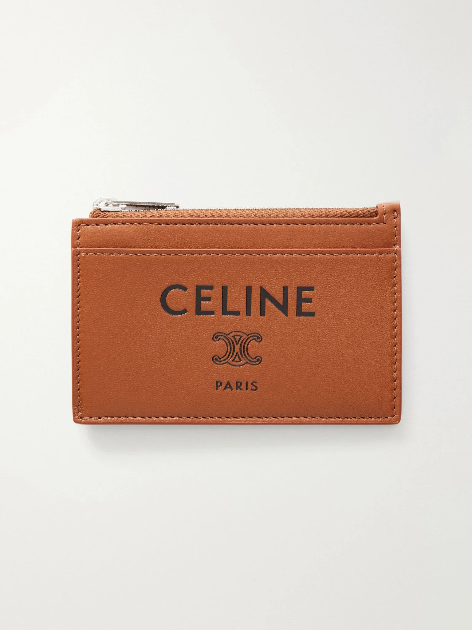 Logo-Debossed Leather Cardholder Brown - 1