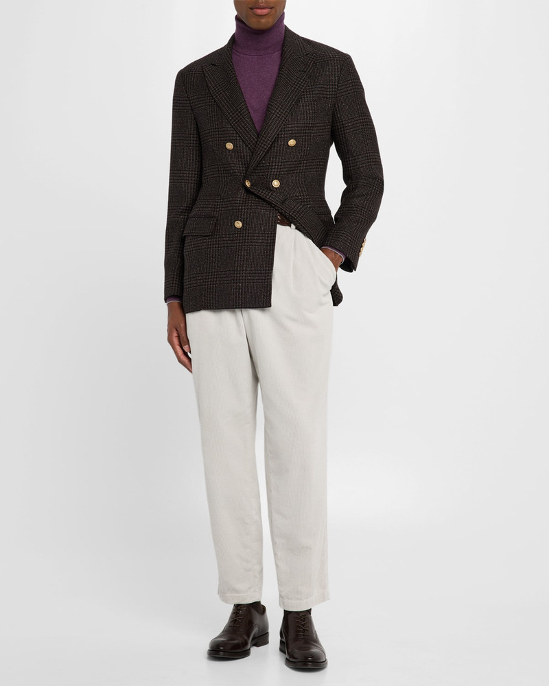 Brunello Cucinelli Men's Prince of Wales Double-Breasted Sport Coat outlook