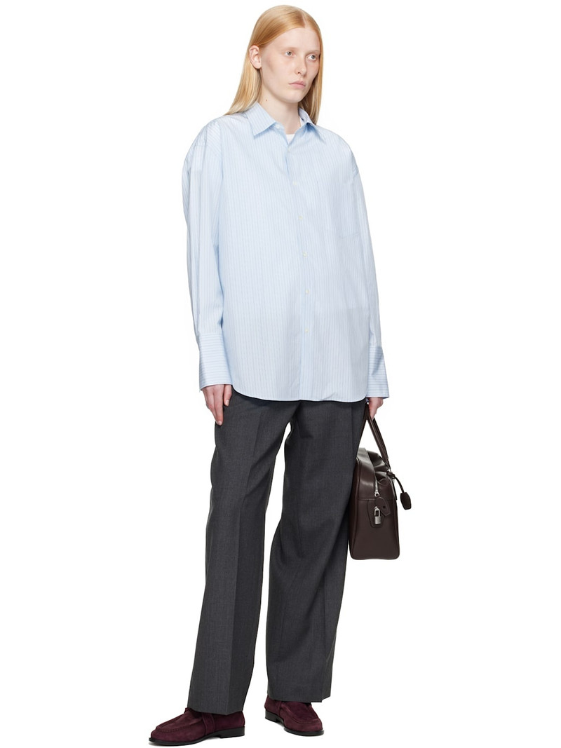 AURALEE Blue Suvin High Count Cloth Stripe Shirt outlook