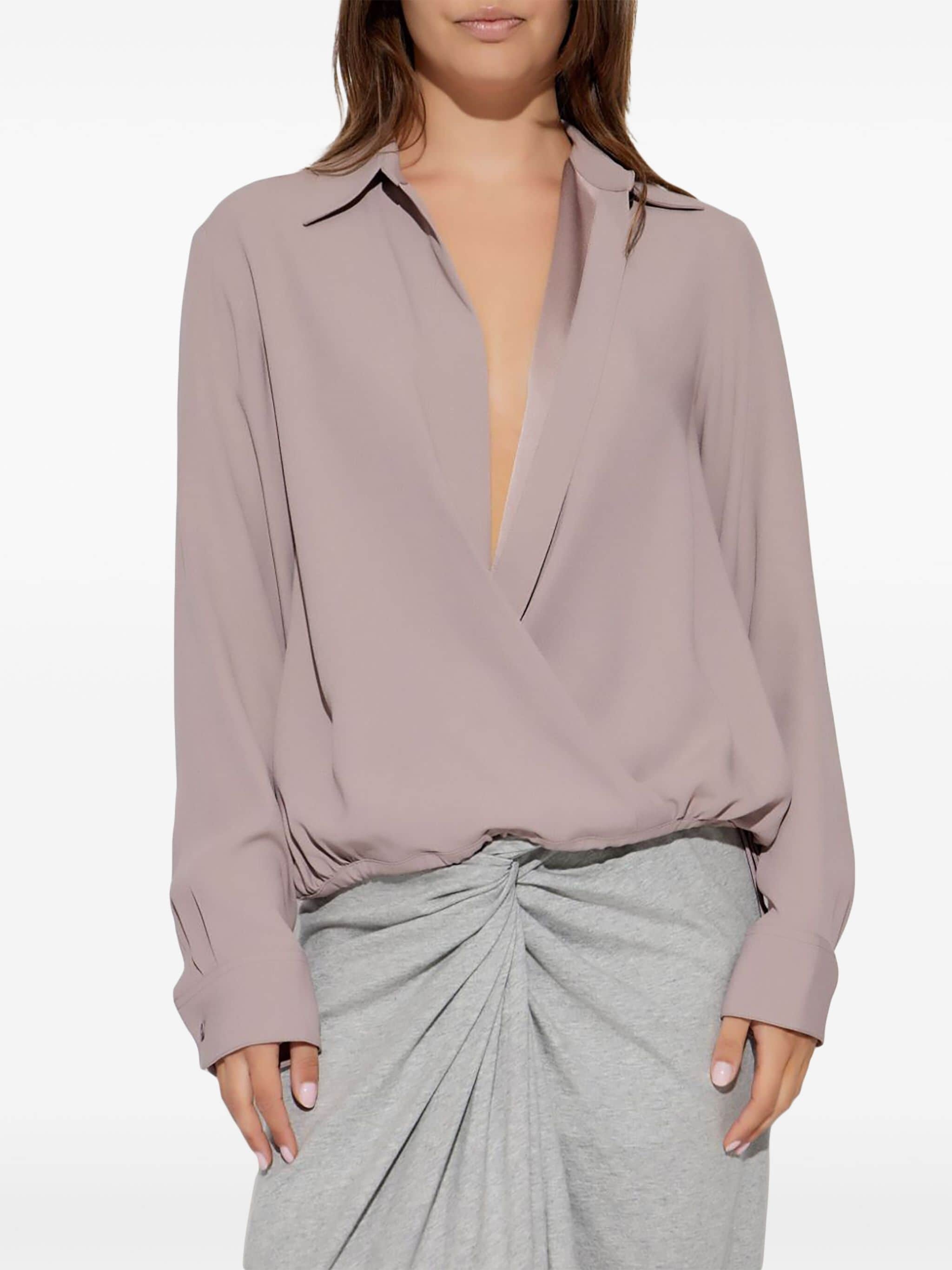 plunging v-neck blouse - 3