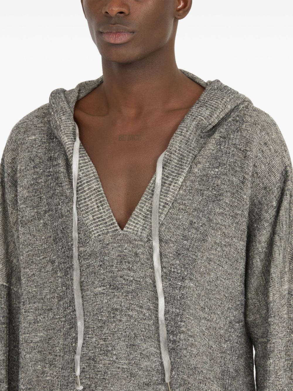 V-neck knitted hoodie - 7