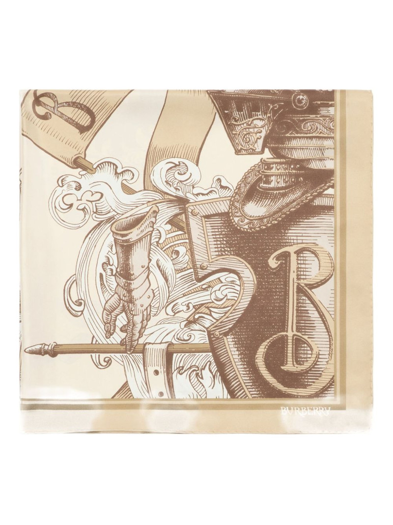 Burberry Etched Knight printed silk scarf outlook