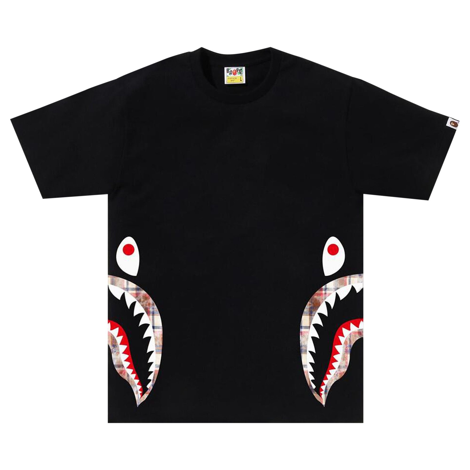 BAPE Bleached Check Side Shark Tee 'Black' - 1