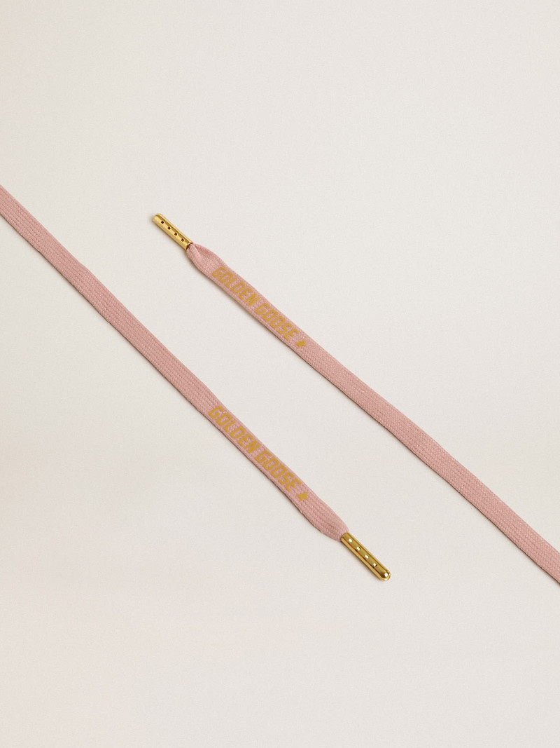 Old-rose cotton laces with contrasting gold-colored logo - 1