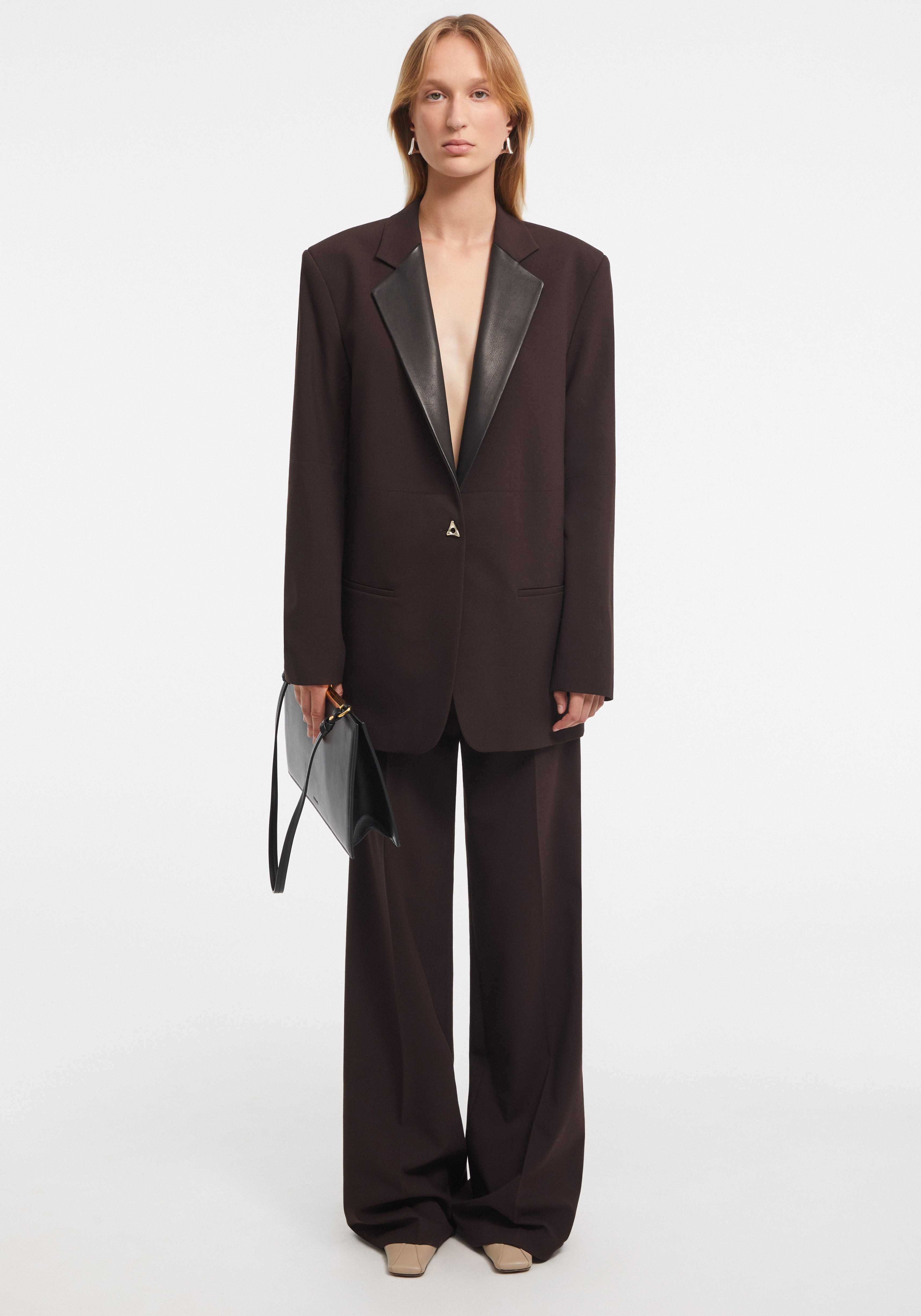 MERCEDES
Classic leather-panelled blazer - 3