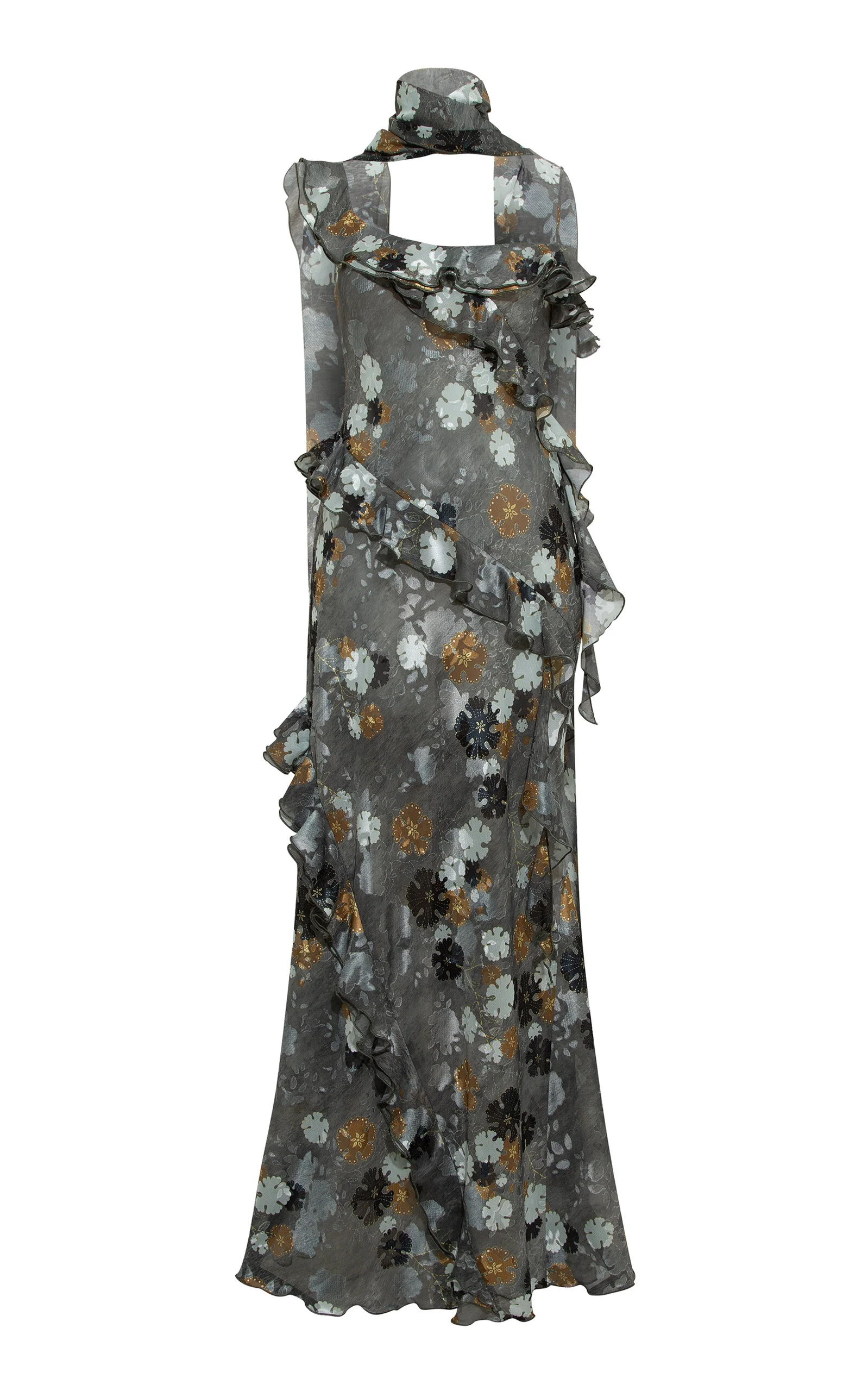 Monica Ruffled Devoré Chiffon Maxi Dress multi - 1