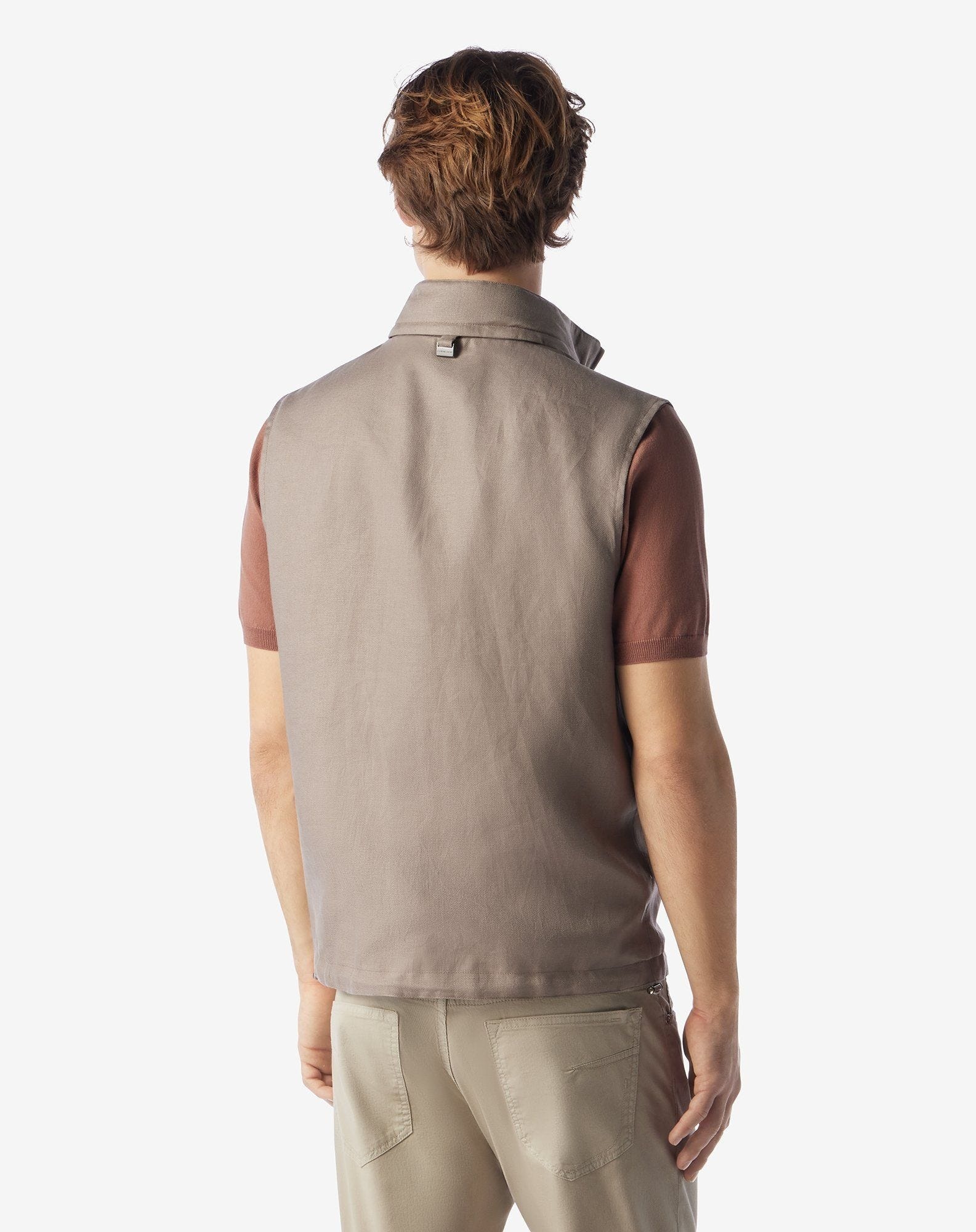 Reversible greige pure linen gilet - 3